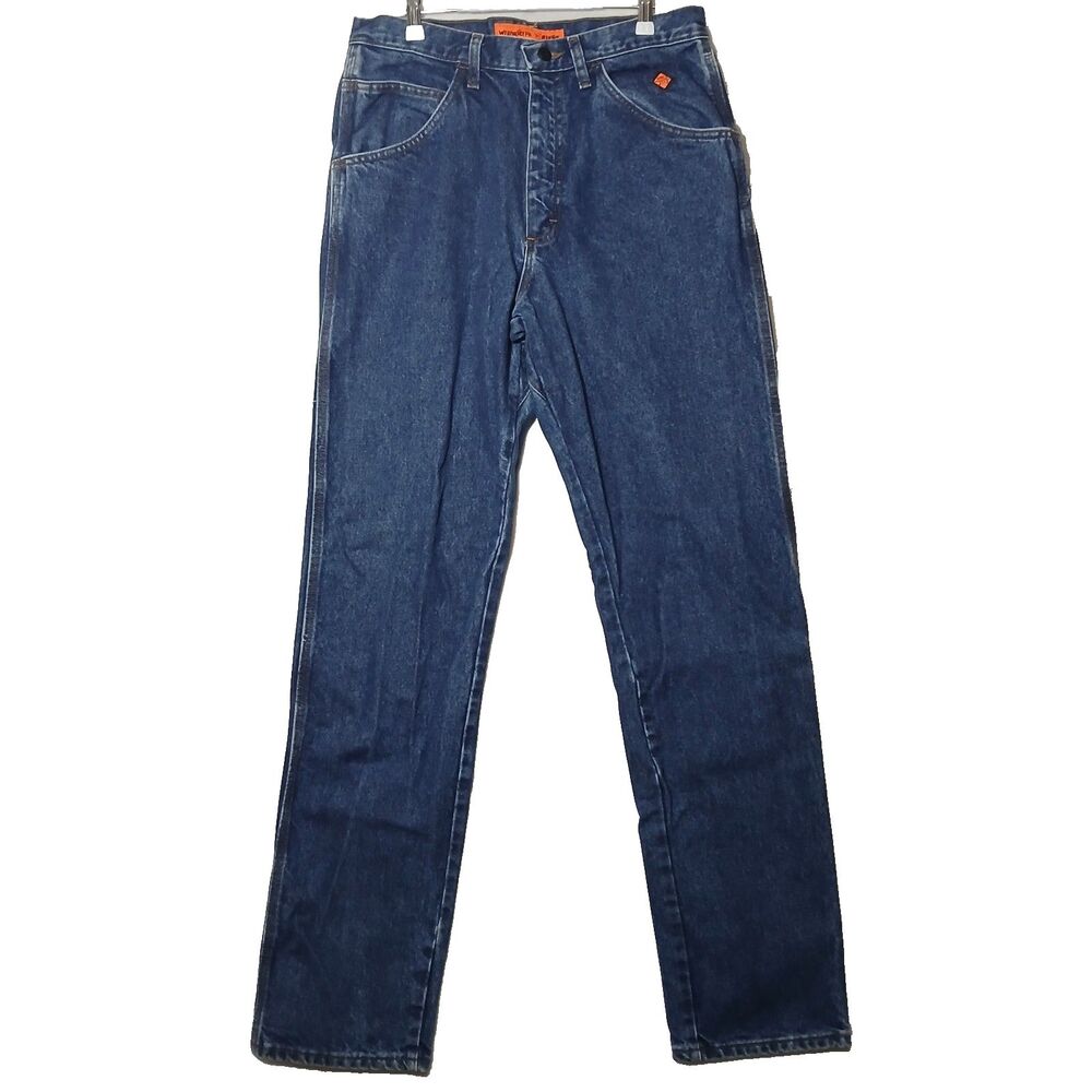 Wrangler FR Jeans Mens 33x36 Blue Denim Riggs Workwear Relaxed Straight #1092